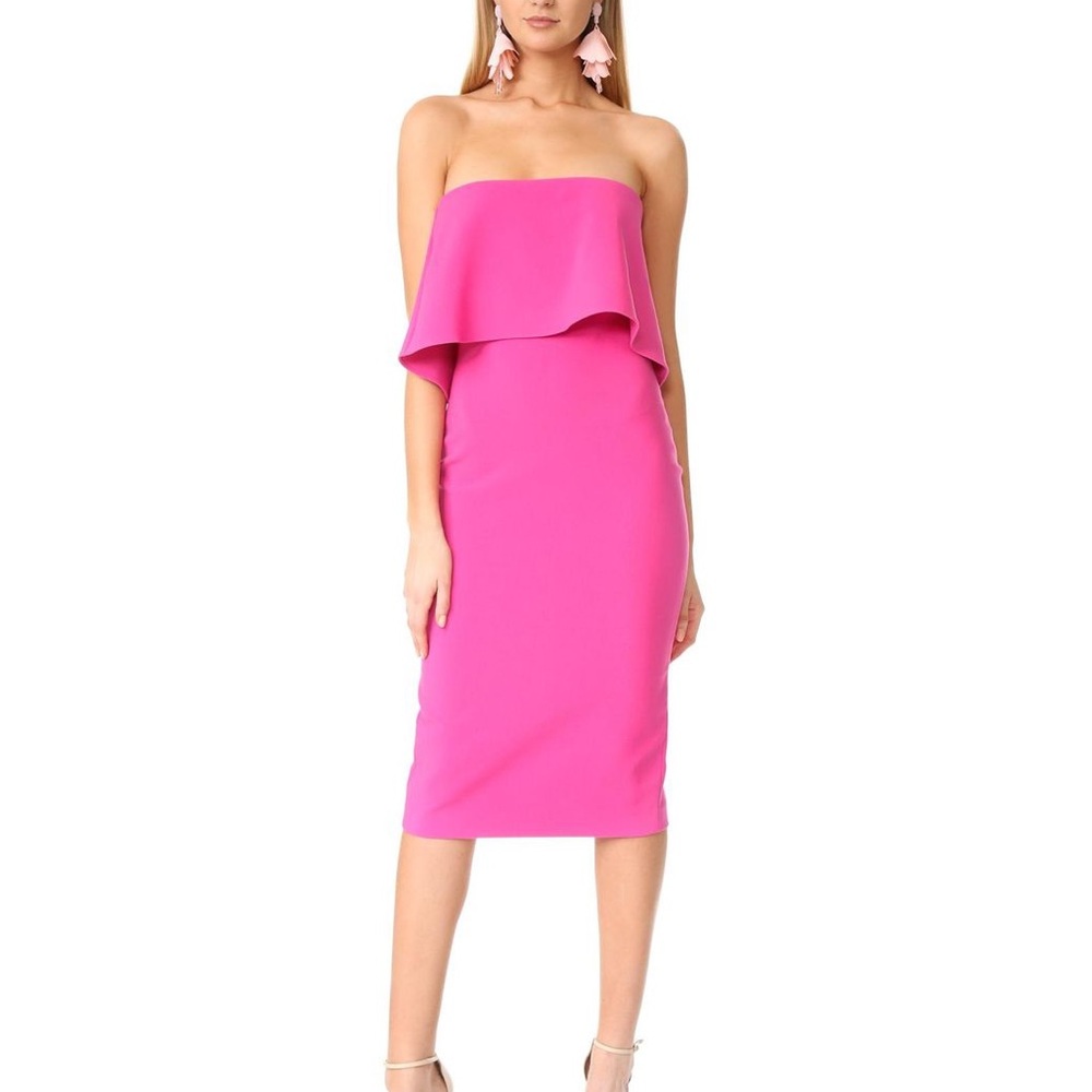 Likely Driggs Hot Pink Strapless Knee Length Cocktail Sheath Dress 2